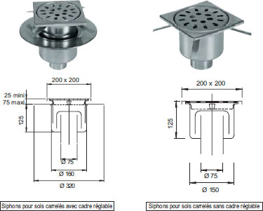 Siphon pour sols carrelés